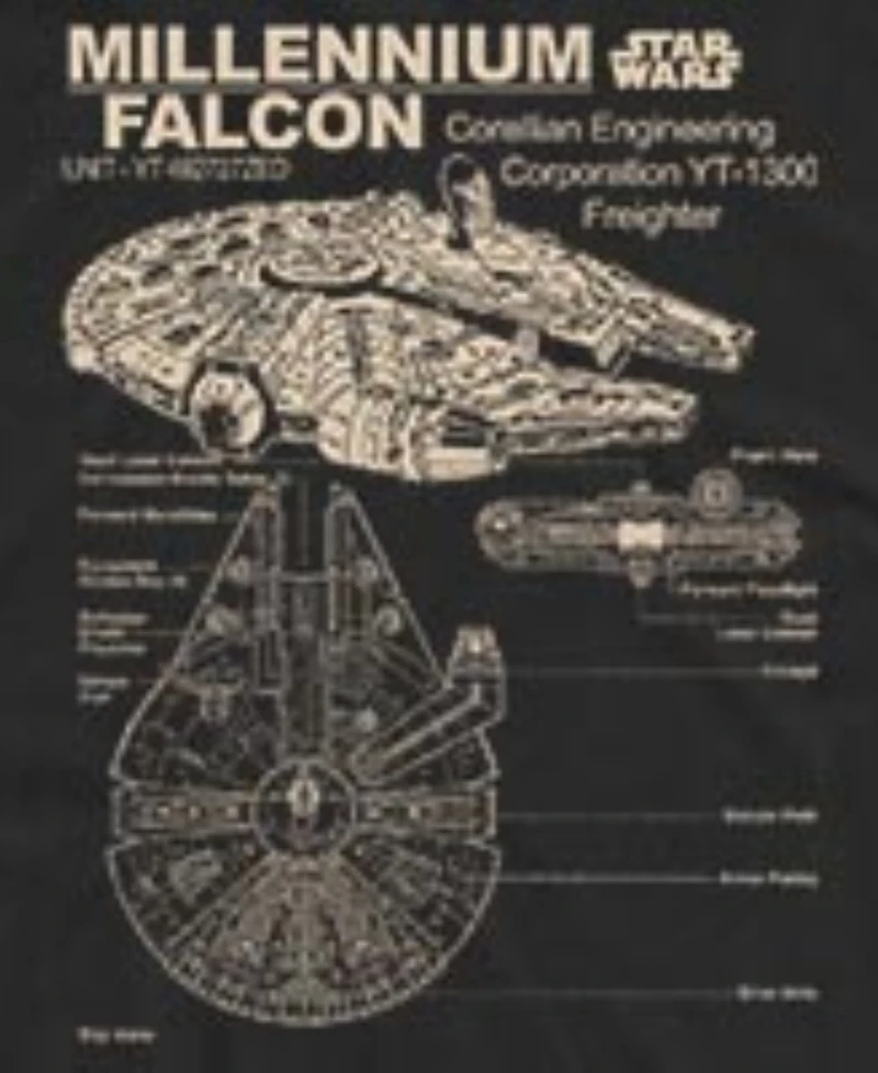 Fifth Sun Men's Star Wars Millennium Falcon Technical Schematic Graphic Tank Top