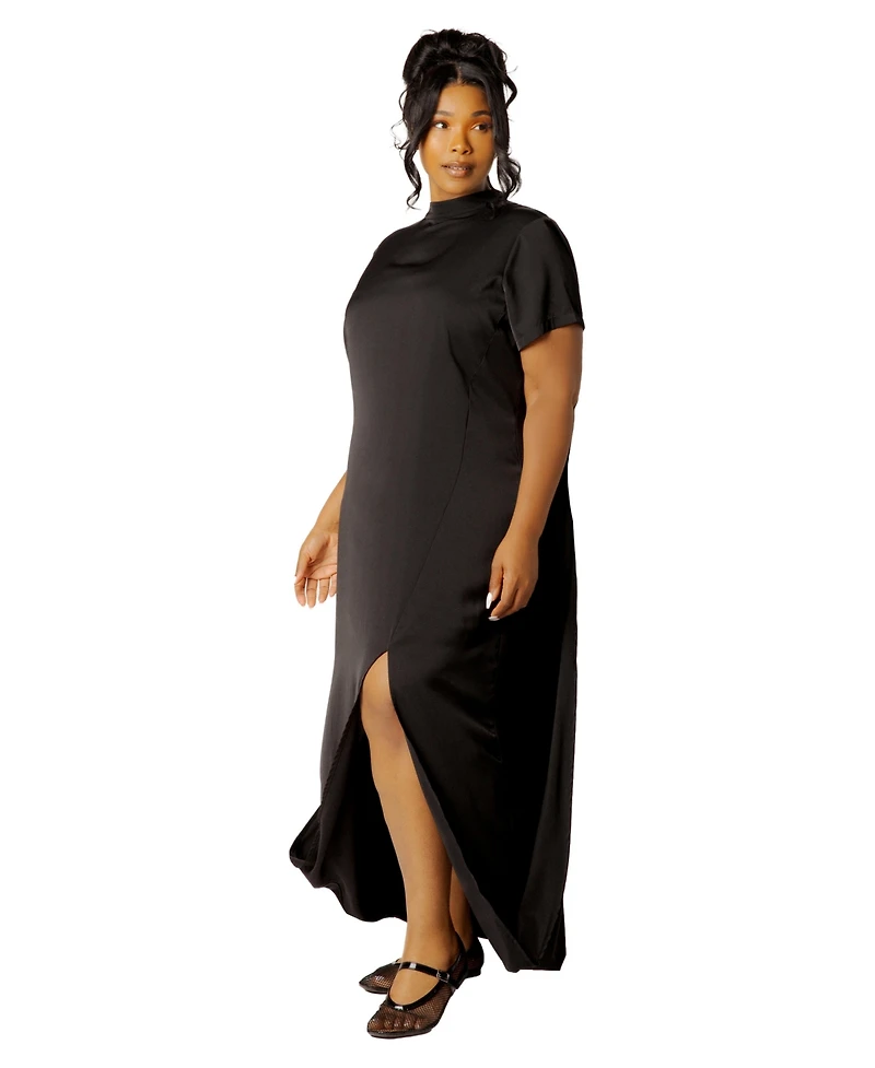 Buxom Couture Plus High Neck Draped Maxi Dress with Slit