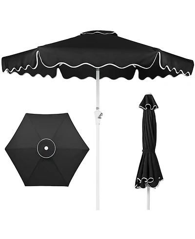 Best Choice Products 7.5feet Patio Market Umbrella with Wavy Trim, Fade-Resistant, Crank and Tilt