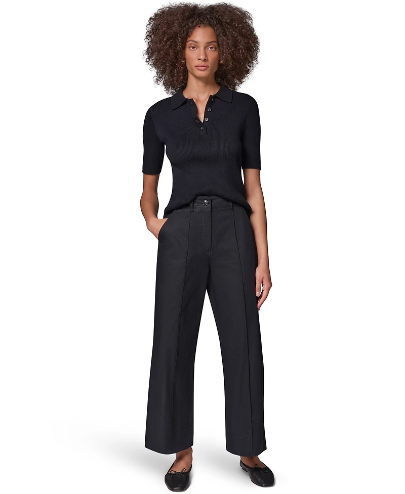 Donna Karan Weekend Women's Cotton Twill Wide-Leg Mid-Rise Pants,