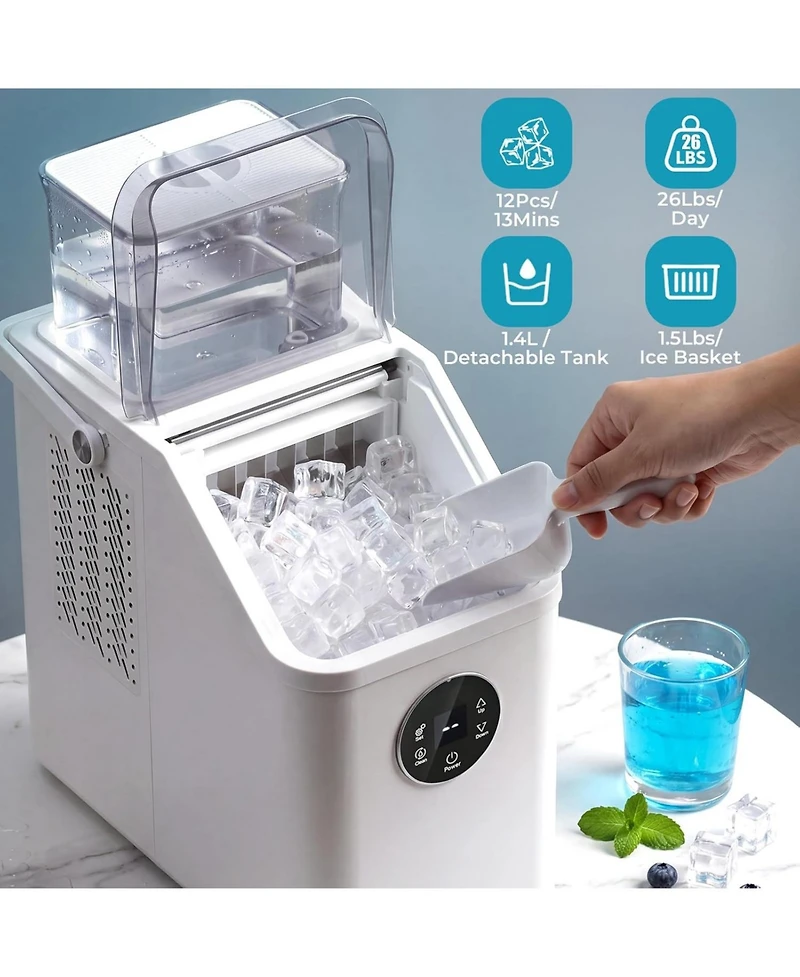 Cowsar Countertop Ice Maker 12 Cubes in 13 Minutes 26 Lbs Per Day