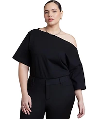 Eloquii Plus Slouchy Oversized Dropped-Shoulder Boat-Neck Tee