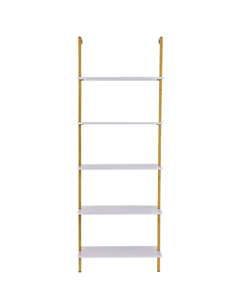 Slickblue Wall Mounted 5-Tier Ladder Bookshelf, Open Storage Shelf for Bedroom, Kitchen and Bathroom