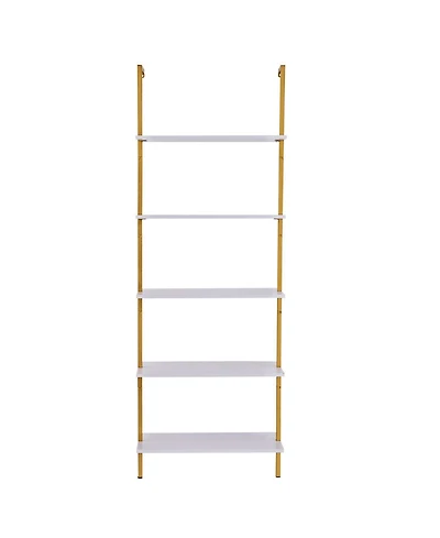 Slickblue Wall Mounted 5-Tier Ladder Bookshelf, Open Storage Shelf for Bedroom, Kitchen and Bathroom