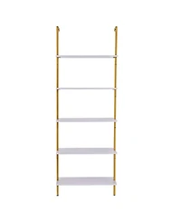 Slickblue Wall Mounted 5-Tier Ladder Bookshelf, Open Storage Shelf for Bedroom, Kitchen and Bathroom