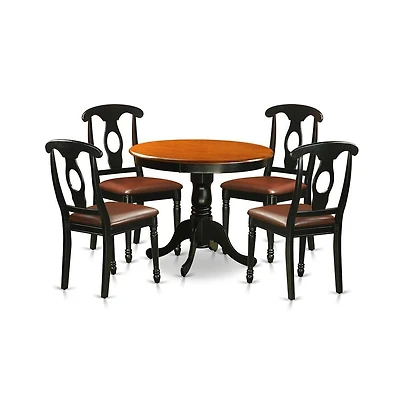 East West Furniture 5 Piece Dining set including 4 Leather Chairs