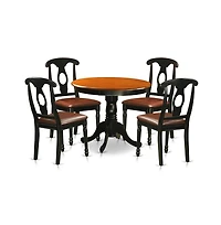 East West Furniture 5 Piece Dining set including 4 Leather Chairs
