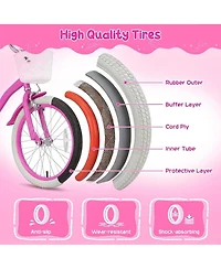 Sugift 16 in Girls Bike with Front Basket and Bell Ages 4-7
