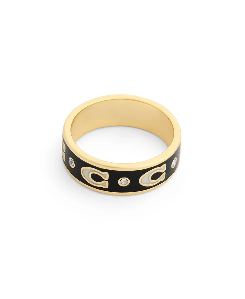 Coach Faux-Stone Signature C Enamel Band Ring
