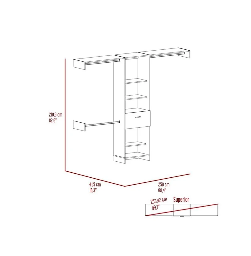 Tuhome Manchester 250 Closet System Black Mdf