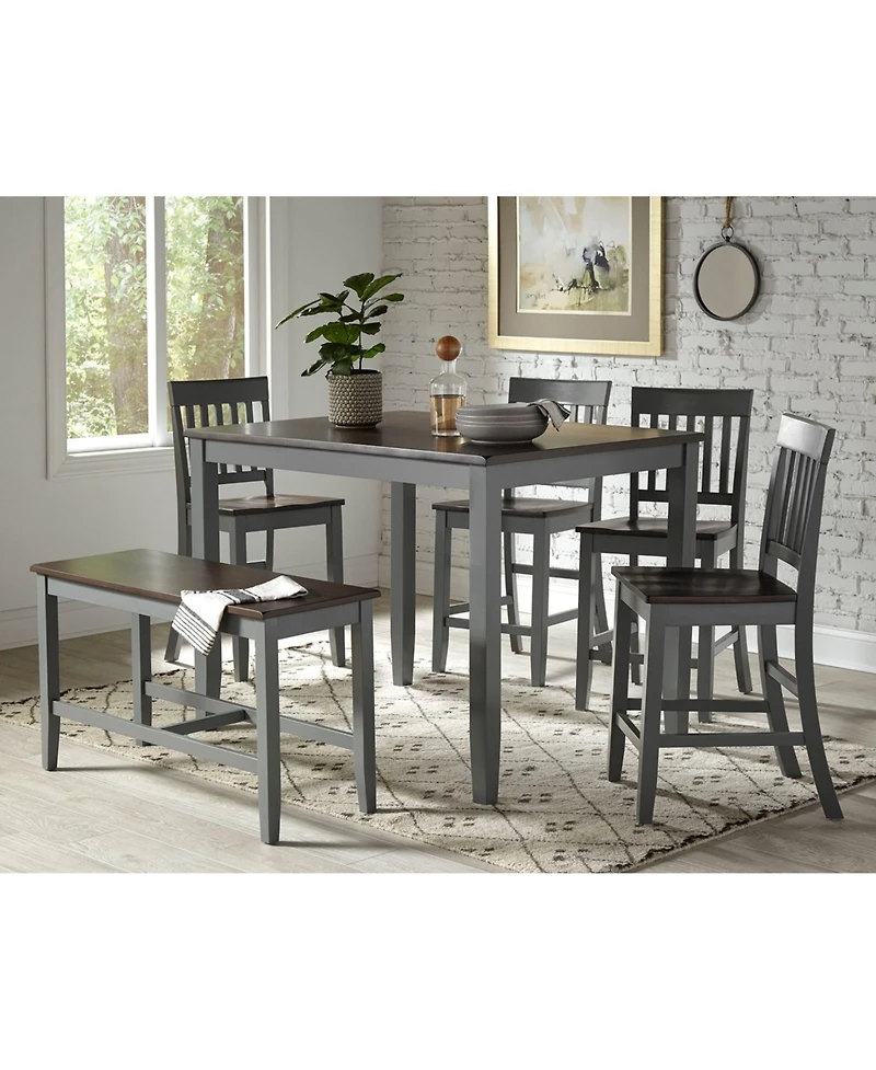 Jofran Decatur Lane Farmhouse Solid Wood Counter Stool (Set of 2