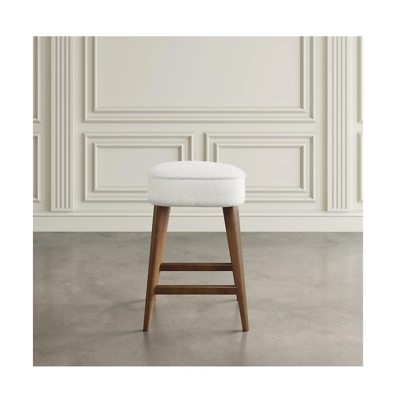 Jofran Wes Mid-Century Modern Boucle Upholstery Backless Counter Barstool (Set of 2