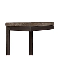 Porter Designs Cube Solid Mango Wood and Metal Bar Stool, Gray (Set of 2)