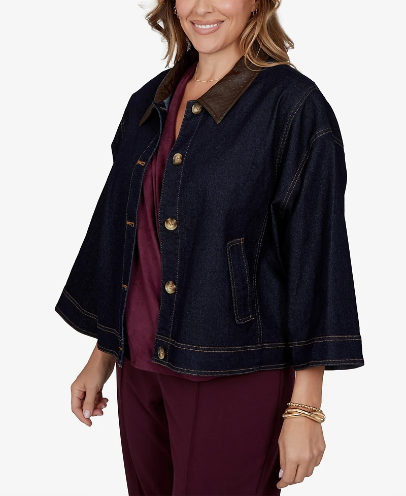 Ruby Rd. Plus Stretch 3/4-Sleeve Denim Jacket