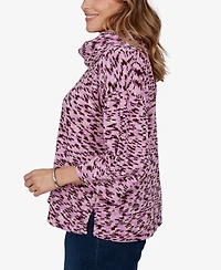 Ruby Rd. Plus Cowl Neck 3/4-Sleeve Spacedye Knit Top