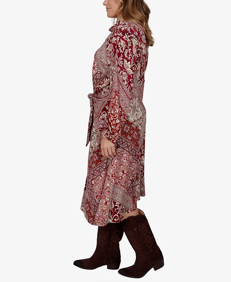 Ruby Rd. Plus Victorian Long-Sleeve Midi Shirt Dress