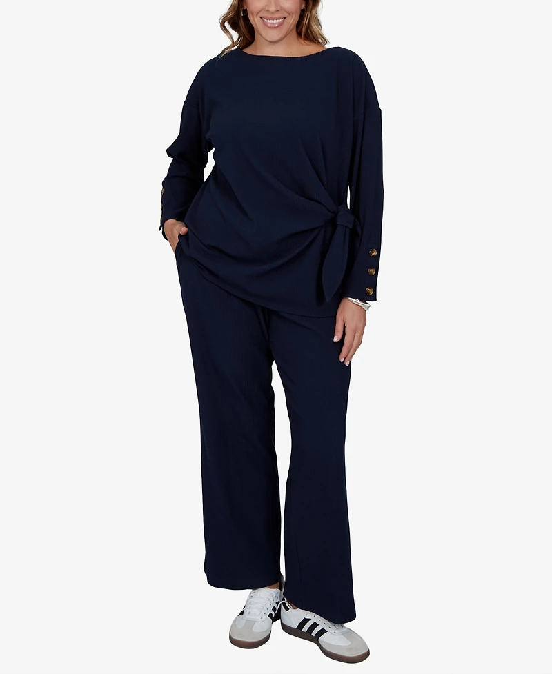 Ruby Rd. Plus Boat-Neck Long-Sleeve Side-Tie Top