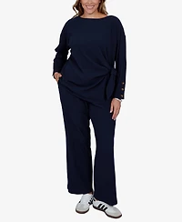 Ruby Rd. Plus Boat-Neck Long-Sleeve Side-Tie Top