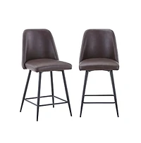 Jofran Mid-Century Modern Faux Leather Upholstered Counter Height Barstool (Set of 2