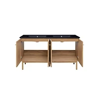 Swiss Madison60" Freestanding Bathroom Vanity, 3-Hole Widespread Double Basin Sink Top