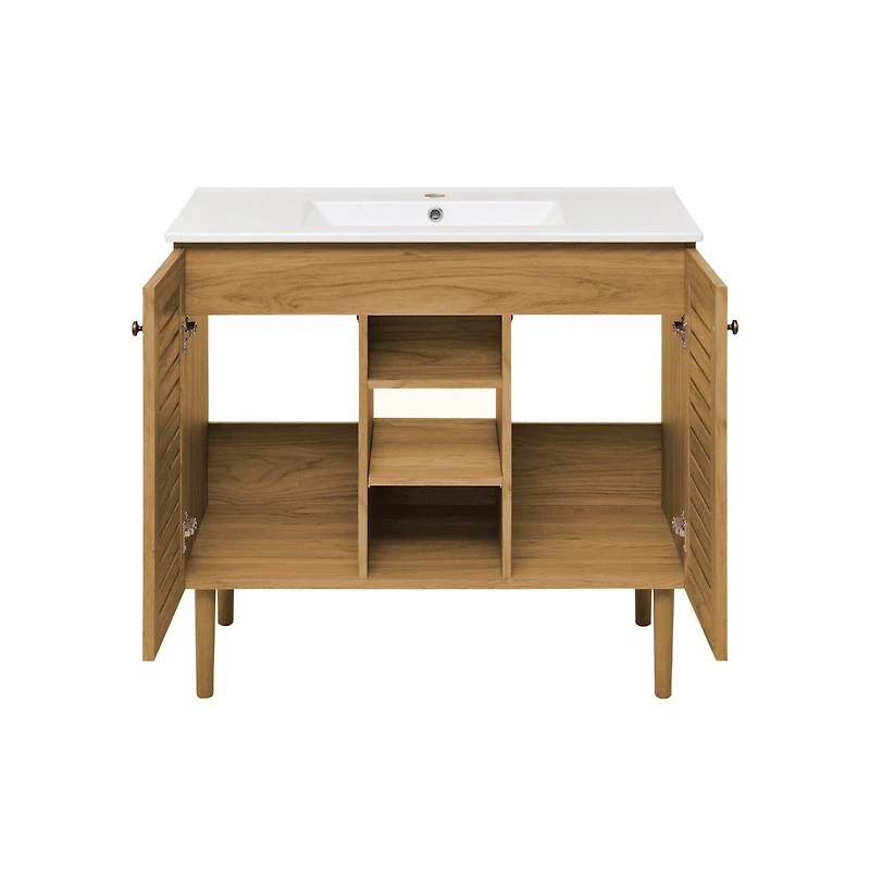 Swiss Madison Bron 36" Freestanding Bathroom Vanity in Golden Oak with Sink Top