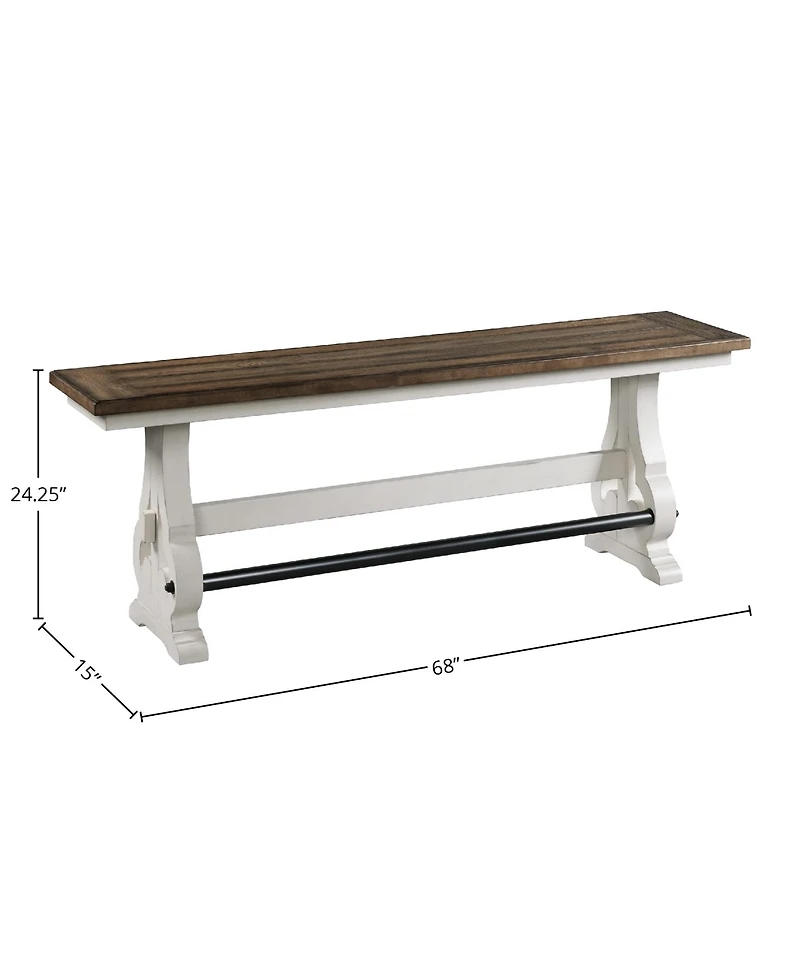 Intercon Backless Bench, Counter Height in Rustic White & French Oak