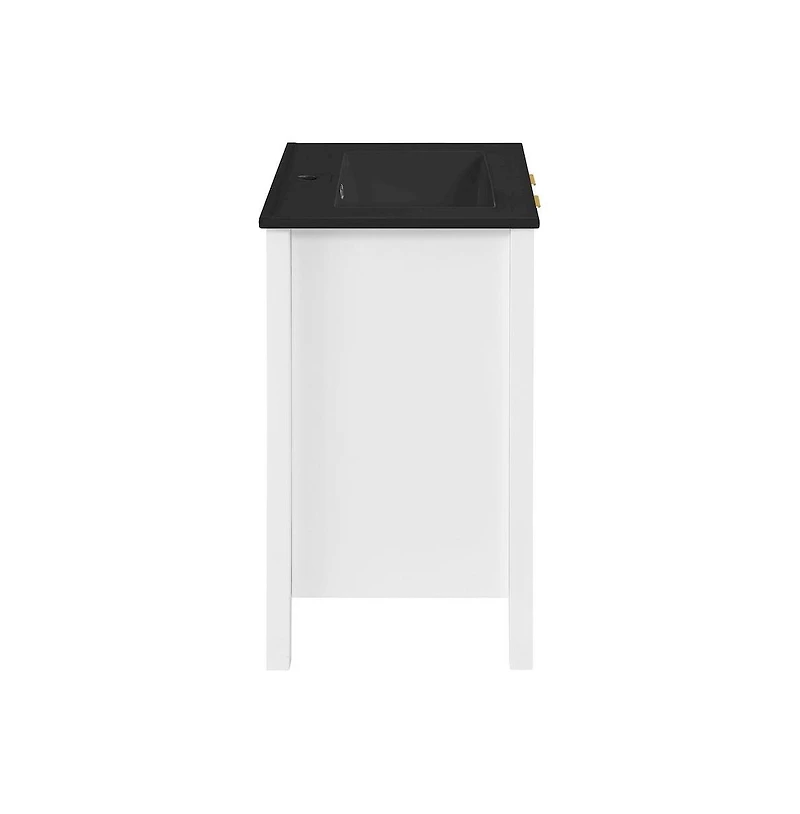 Swiss Madison Bastille 24 in. White Bathroom Vanity With Black Ceramic Sink Top