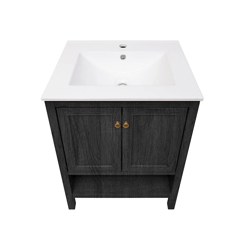 Chateau 24" Freestanding Bathroom Vanity in Black Oak with Sink Top