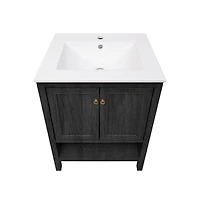 Chateau 24" Freestanding Bathroom Vanity in Black Oak with Sink Top