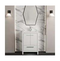 Swiss MadisonVirage 24" Freestanding Bathroom Vanity in White with Sink Top