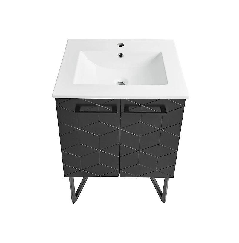 Swiss Madison Annecy 24" Freestanding Bathroom Vanity in Phantom Black with Sink Top