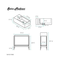 Swiss Madison Pierre 19.5 Single, Freestanding, Open Shelf, Matte Black Frame Bathroom Vanity
