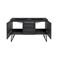 Swiss Madison 60 in. Mdf Double Basin 3-Hole Artificial Stone Sink Top Bathroom Vanity