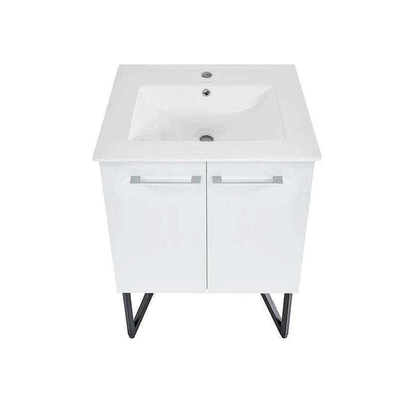 Swiss Madison Annecy 24"; Freestanding Bathroom Vanity in White with Sink Top