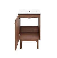 Swiss Madison Classe 18" Freestanding Bathroom Vanity in Brown Oak with Sink Top