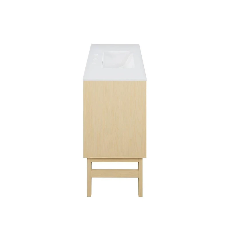 Swiss Madison 36" Freestanding Bathroom Vanity in Natural Oak with 3-Hole Widespread Sink Top