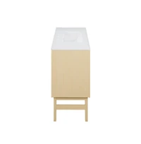 Swiss Madison 36" Freestanding Bathroom Vanity in Natural Oak with 3-Hole Widespread Sink Top