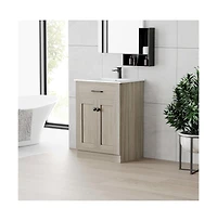 Swiss Madison Burdon 24" Freestanding Bathroom Vanity in Weathered Oak with Sink Top