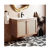 Swiss Madison Classe 36" Wall-Mounted Bathroom Vanity in Oak