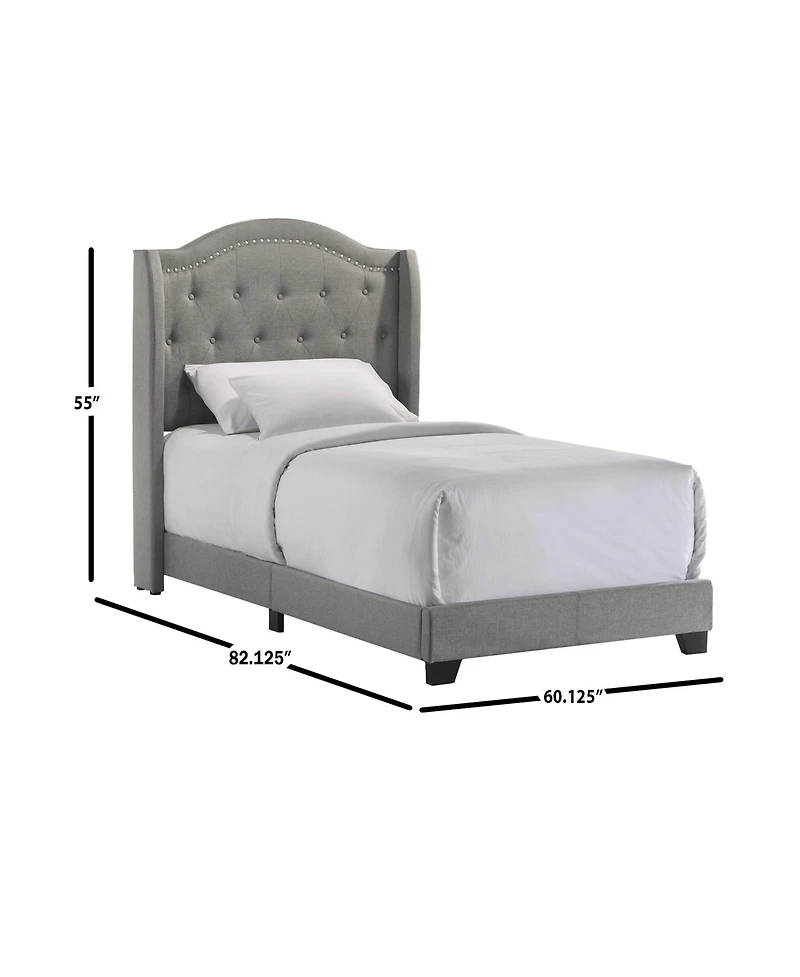 Intercon Rhyan Twin Uph Bed in Rhyan Smoke Fabric