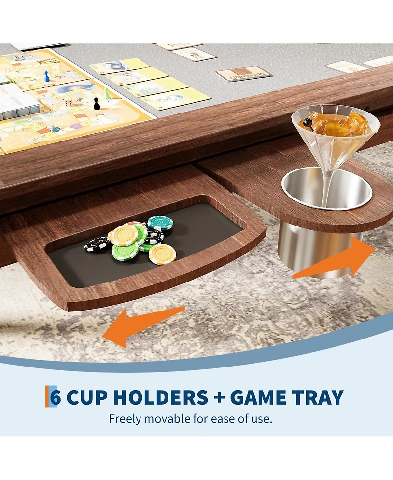 Gaomon Board Game Table 2-in-1 Convertible with Removable Top Play Mat 6 Cup Holders and Hobby Trays Recessed Surface Hidden Storage for 4-6 Players