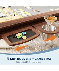 Gaomon Board Game Table 2-in-1 Convertible with Removable Top Play Mat 6 Cup Holders and Hobby Trays Recessed Surface Hidden Storage for 4-6 Players