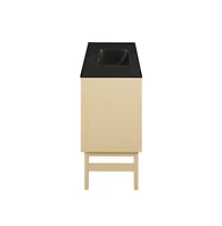 Swiss Madison 36" Freestanding Bathroom Vanity, Natural Oak, Black 3-Hole Widespread Sink Top
