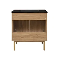 Swiss Madison Classe 30" Freestanding Bathroom Vanity in Golden Oak with Black Sink Top