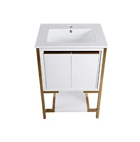 Swiss Madison Marseille 24" Bathroom Vanity in White and Brushed Gold