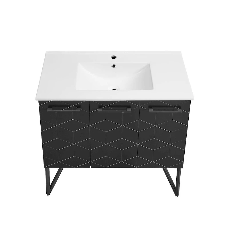 Swiss Madison Annecy 36" Freestanding Bathroom Vanity in Phantom Black with Sink Top