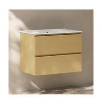 Swiss Madison Liberte 30" Wall-Mounted Bathroom Vanity in Natural Oak with Sink Top