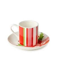 Certified International Scarlet Ribbon Espresso Cup Saucer, Service for 6