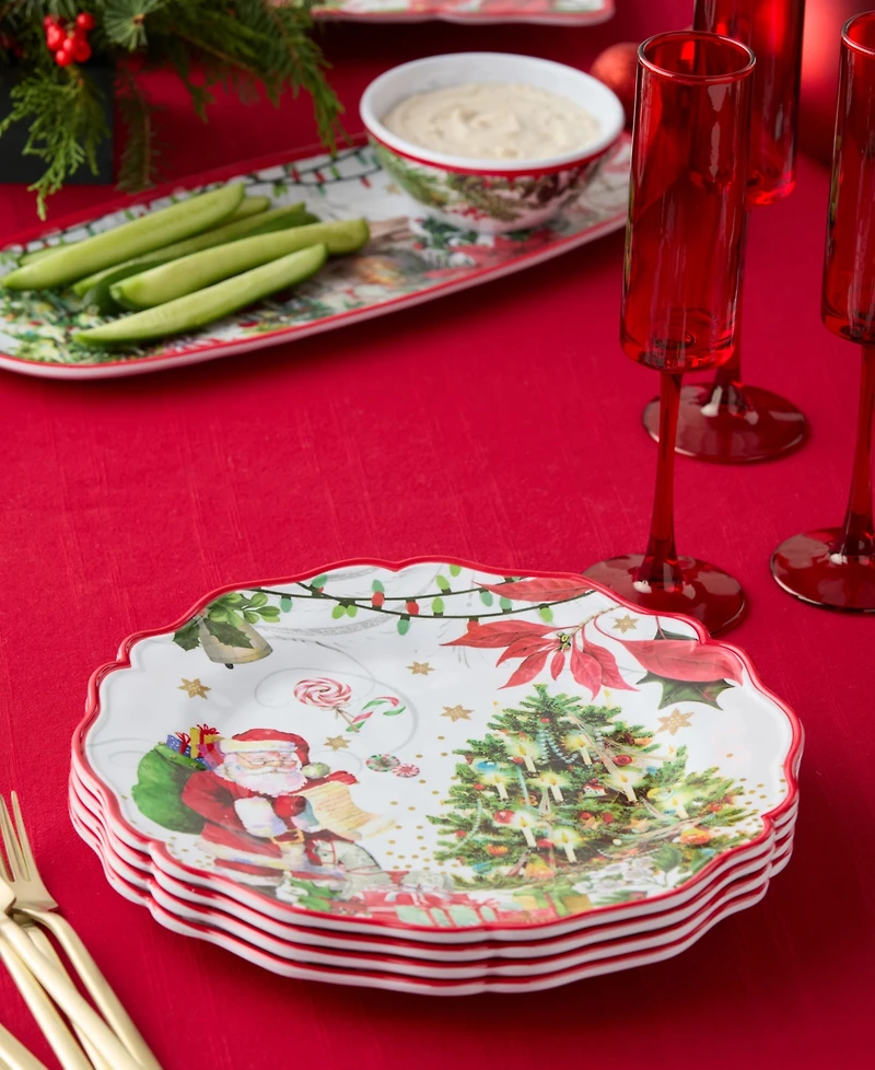 Certified International Santa's Delivery Melamine Dinner Plates, Set of 4