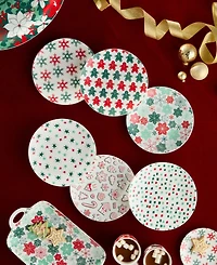 Certified International Holiday Spruce Canape Plates, Set of 6
